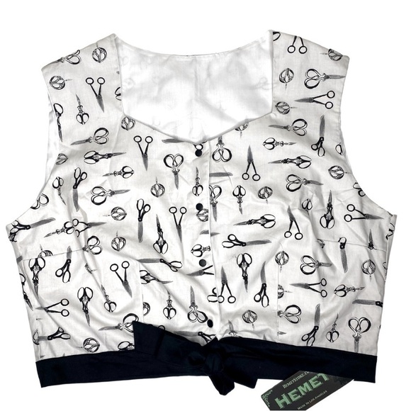 Hemet Stylist at Heart Scissor Top Pin-Up Novelty Print Sz 3x NWT - Picture 1 of 10